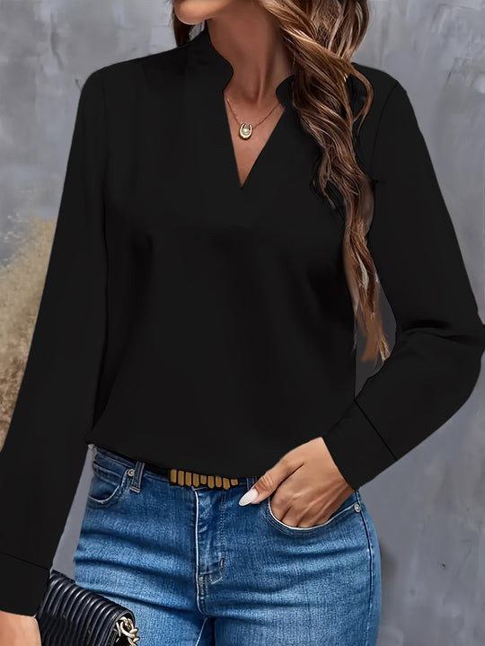 Damen Bluse mit V-Ausschnitt und elegantem Design EB