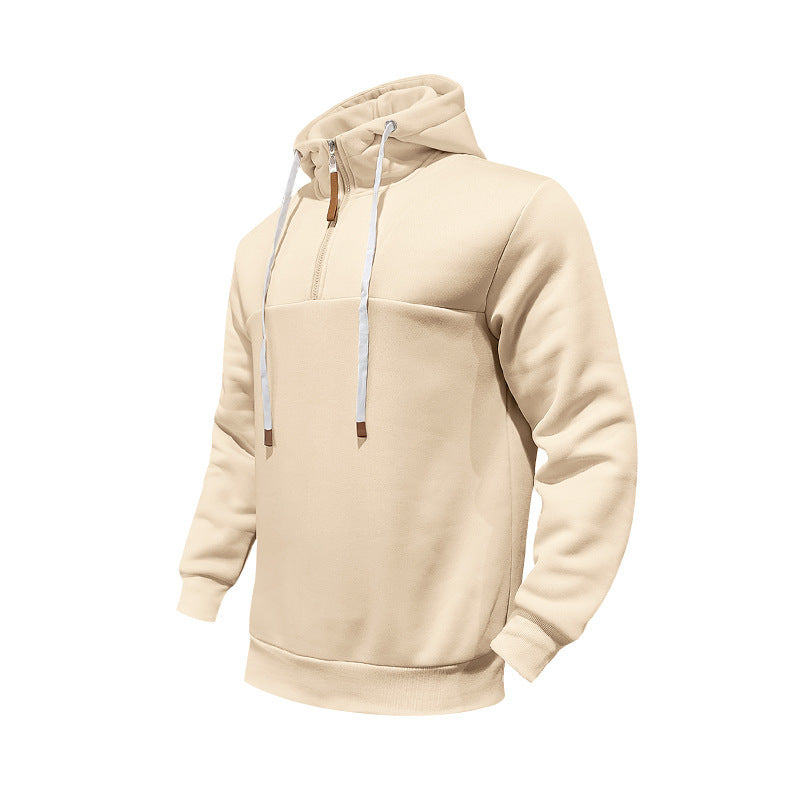 Herren Sportlicher Kapuzenpullover mit halbem Reißverschluss und Kordelzug EB