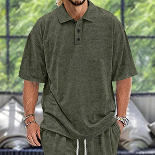 Herren Poloshirt mit strukturiertem Design und praktischen Knöpfen EB
