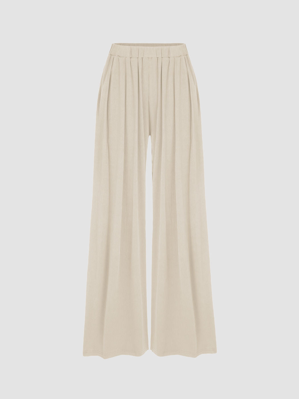 Damen weite Palazzo-Hose mit eleganten Falten und elastischem Bund EB
