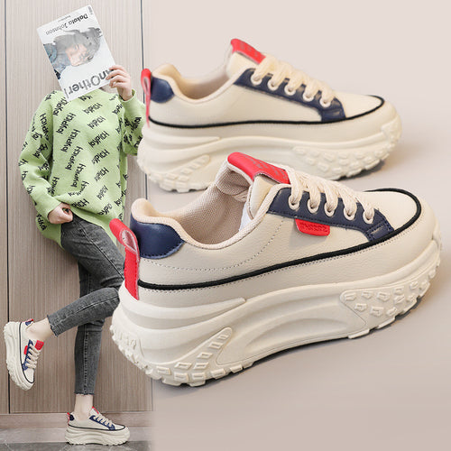 Damen sportliche Plattform Sneakers mit dämpfender Laufsohle und atmungsaktivem Obermaterial EB
