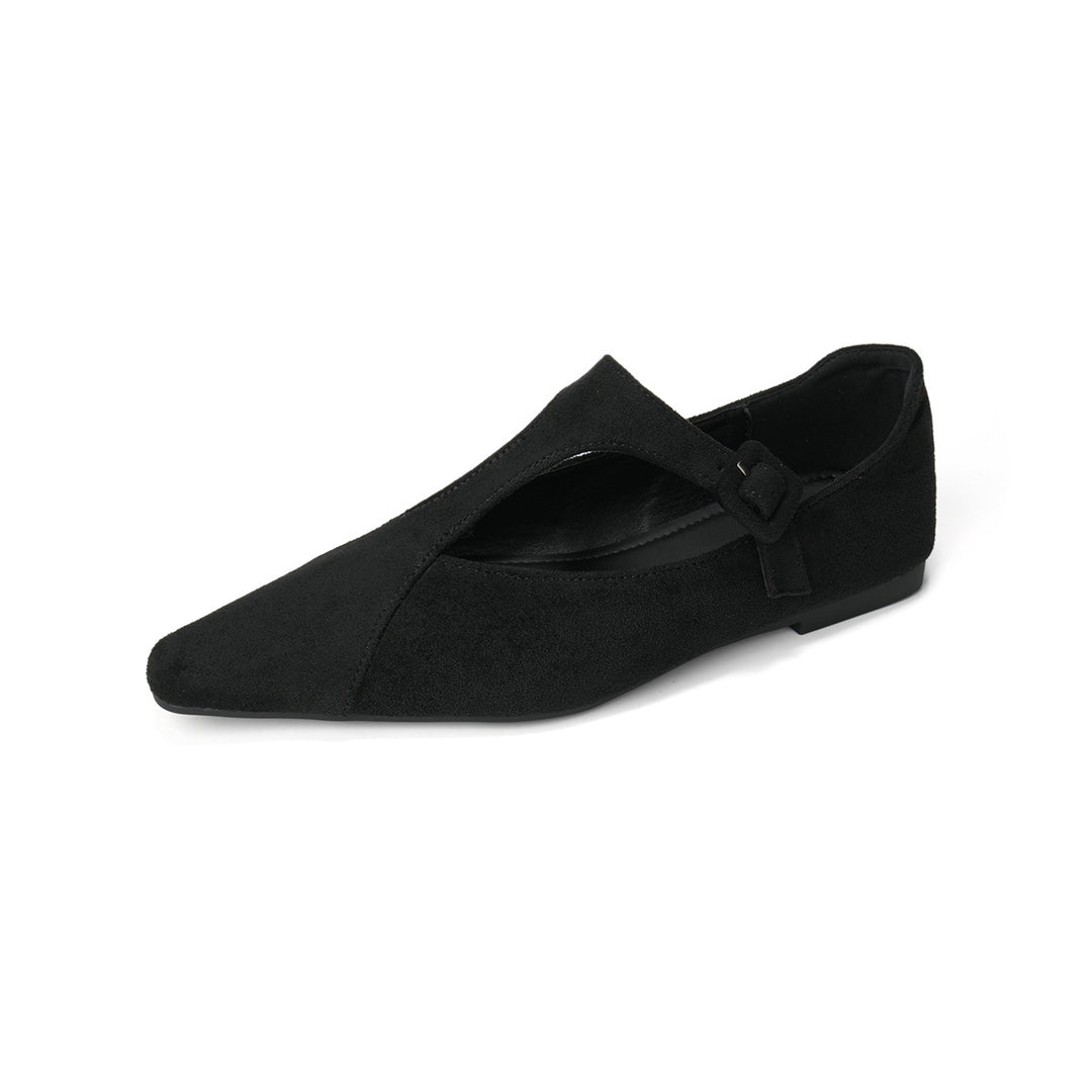 Damen spitze Ballerinas mit modischem Riemenverschluss EB