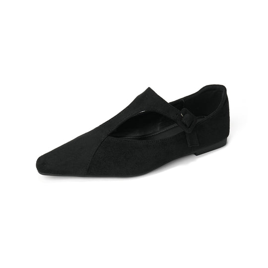 Damen spitze Ballerinas mit modischem Riemenverschluss EB