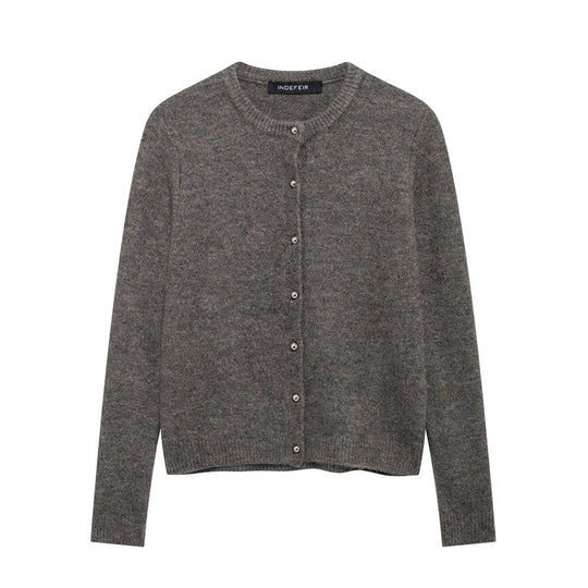 Damen Strickjacke mit feinen Knopfdetails und klassischem Rundhalsausschnitt EB