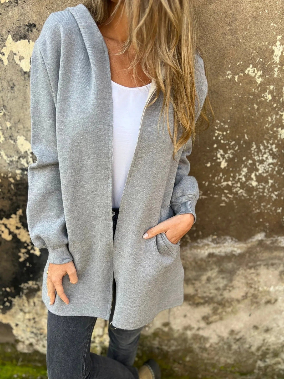 EB | Hoodie Relaxed Fit Reißverschluss Mittellang mit Taschen