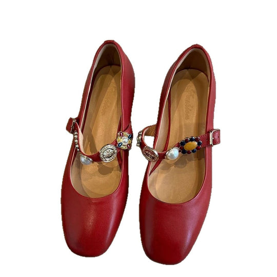 Damen Ballerina-Schuhe mit dekorativer Schnalle und elegantem Design EB