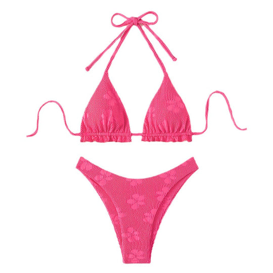 Damen Triangel-Bikini mit raffinierten Rüschen- und Bindedetails EB