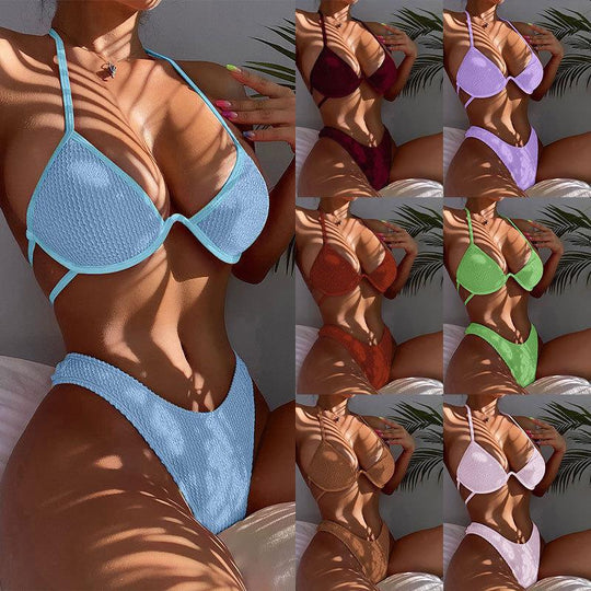 Damen Triangel-Bikini mit hohem Schnitt und raffiniertem Detail EB