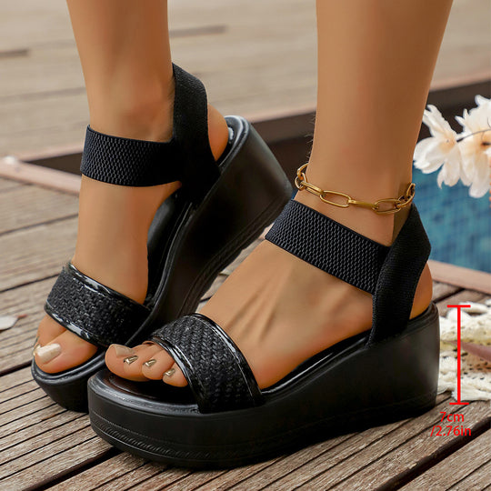 Damen Wedge-Pantoletten mit modischer Glitzer-Applikation und komfortablem Fußbett EB