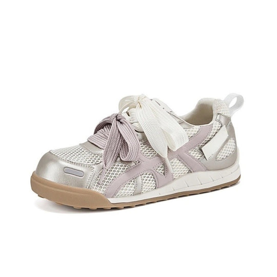 Damen Atmungsaktive Freizeit-Sneaker mit trendigem Mesh-Obermaterial und verspieltem Schnürdesign EB