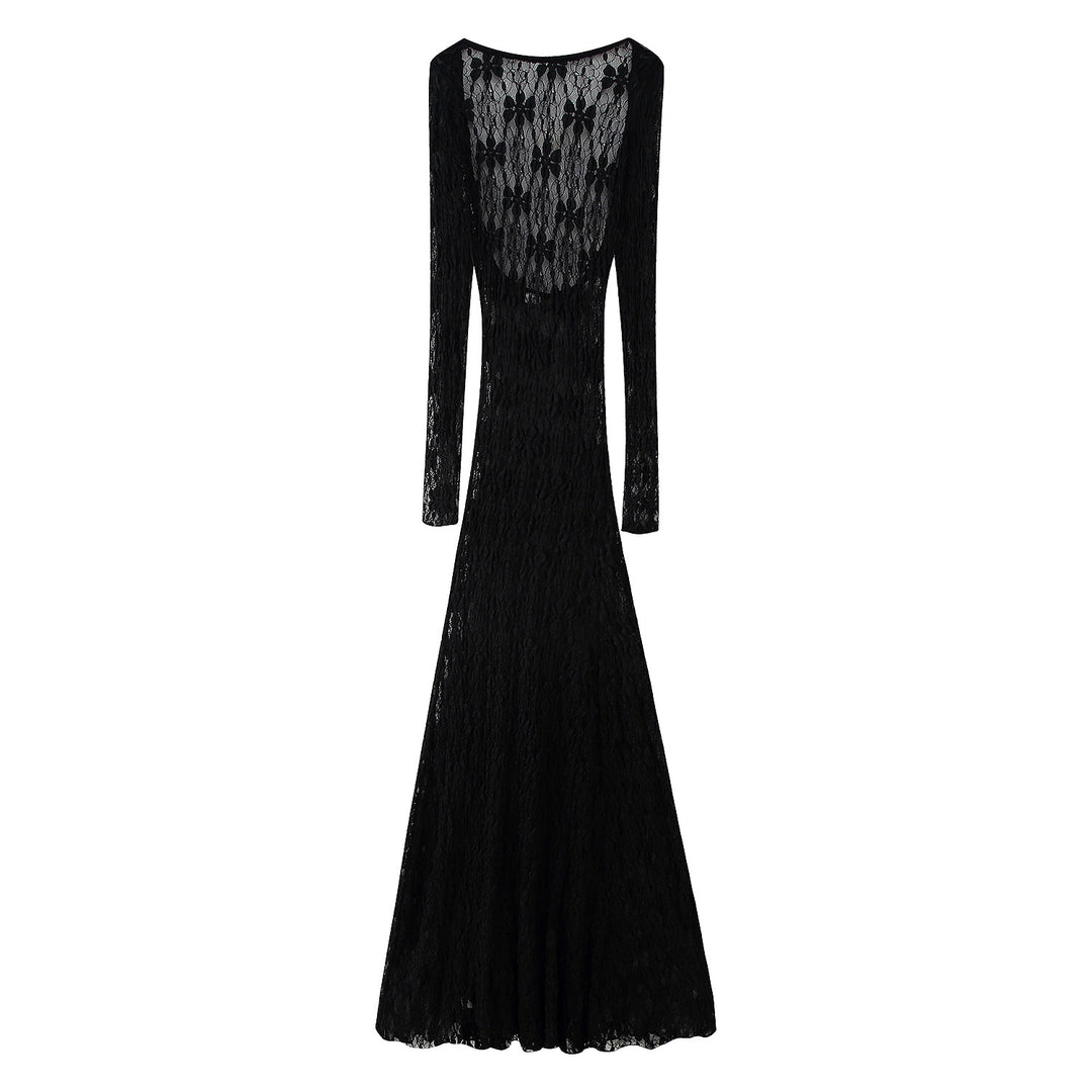 Damen Langarm Spitzenkleid EB