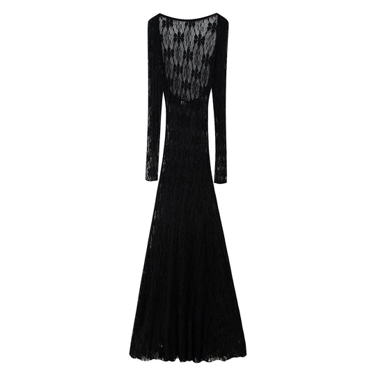 Damen Langarm Spitzenkleid EB