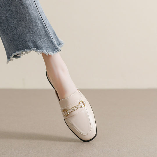 Damen Mokassin-Mules mit elegantem Schnallenakzent und hochwertigem Leder EB