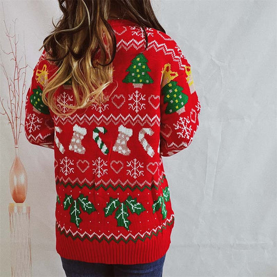 EB | Weihnachtlicher Strickpullover Mit Schneeflockenmotiv