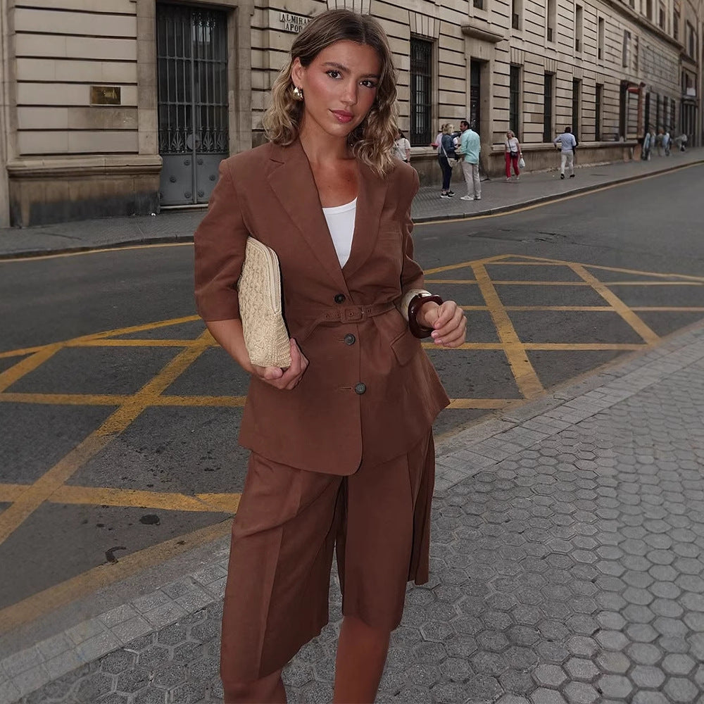 Damen eleganter Blazer mit Gürtel EB