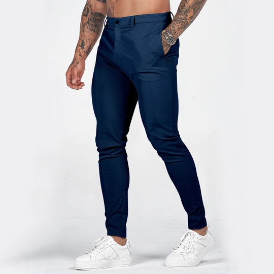 Herren elegante Slim-Fit Chinohose mit elastischem Bund und praktischen Taschen EB