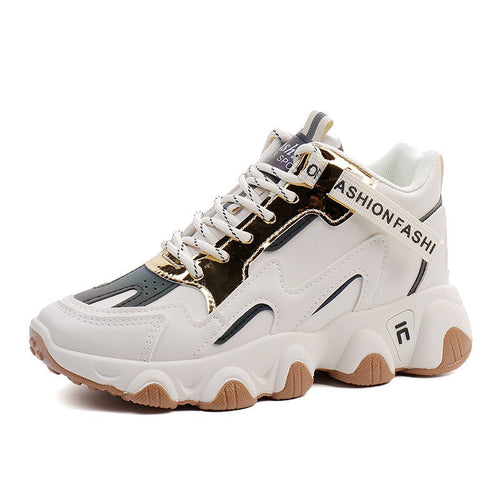 Damen sportliche Sneakers mit modischem Metallic-Design und dämpfender Sohle EB