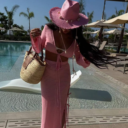 Damen bezauberndes strandtaugliches Outfit mit Cropped Top und Maxiröcke EB