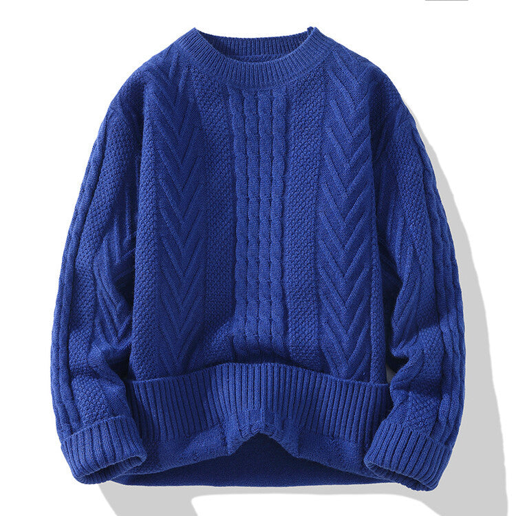 Herren Grobstrickpullover mit Zopfmuster und lässigem Schnitt EB