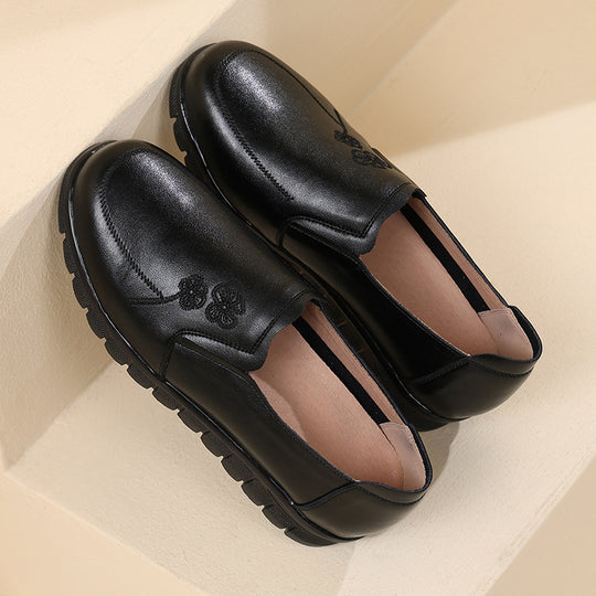 Damen Bequeme Mokassins mit elastischem Einstieg und zartem Blumenmuster EB