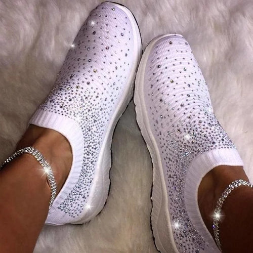 Damen nan sockenähnliche Strick-Sneaker mit Kristallapplikationen und flexibler Leichtsohle EB