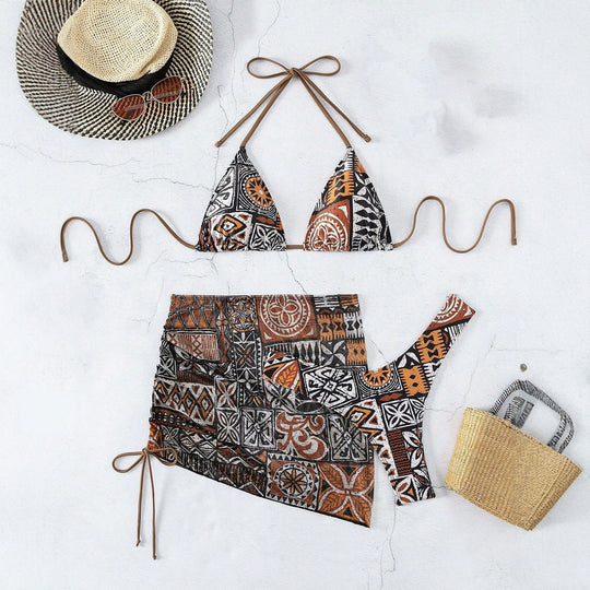 Damen Triangle-Bikini mit verstellbarem Wickelrock EB