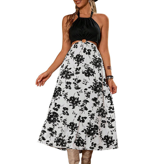 Damen Maxikleid mit raffiniertem Cut-Out und floralem Design EB