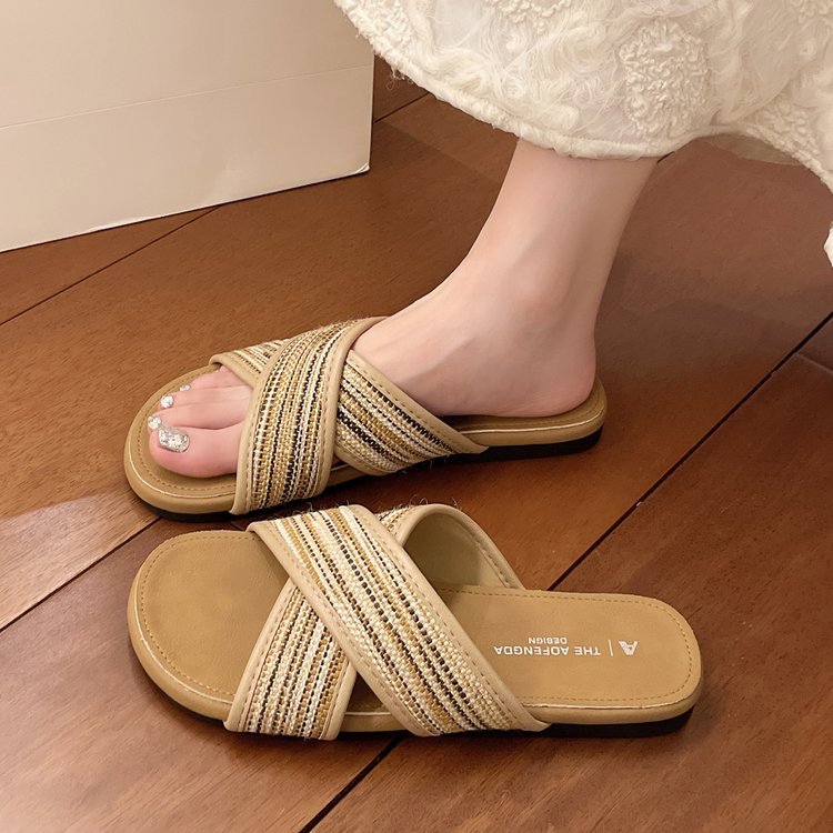 Damen modische Sandalen mit Pompons EB