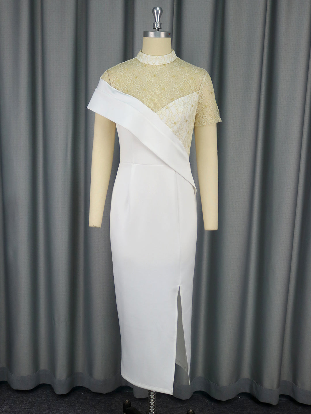 Damen Elegantes Abendkleid mit Spitzeneinsatz und asymmetrischem Schnitt EB