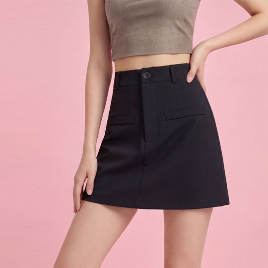Damen Modischer Minirock mit eleganter Schnittführung und praktischen Taschen EB