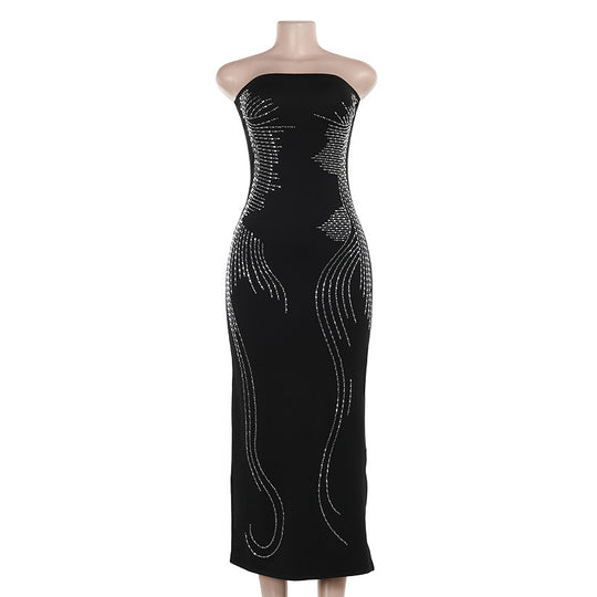 Damen Elegantes Bandeau-Minikleid mit funkelnden Akzenten EB