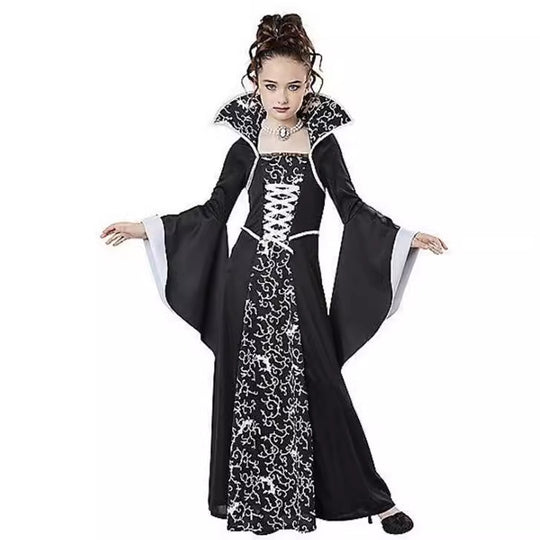 Mädchen Halloween Kostüm im Vampir-Stil mit bunten Akzenten Heidi-Mode