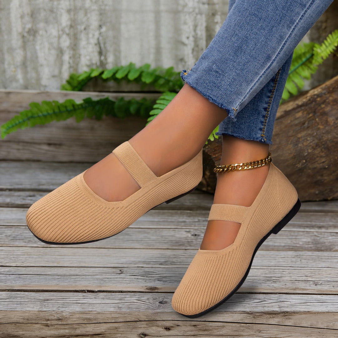 Damen Komfortable Slip-On Ballerinas mit elastischem Riemen EB