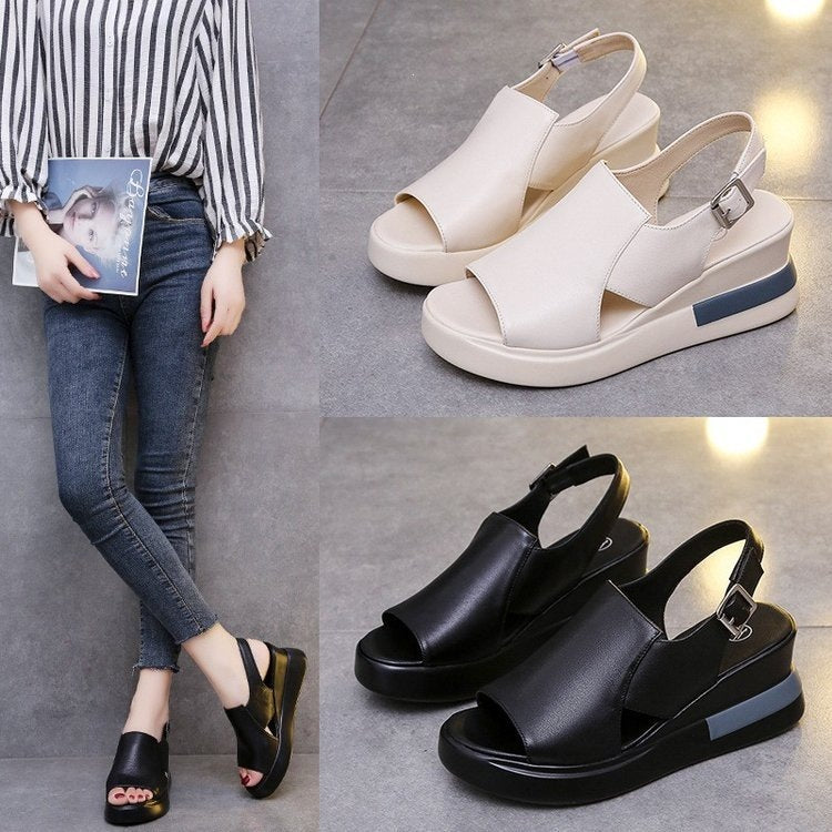 Damen Komfortable und stilvolle Plateau-Sandalen mit elastischem Riemen EB