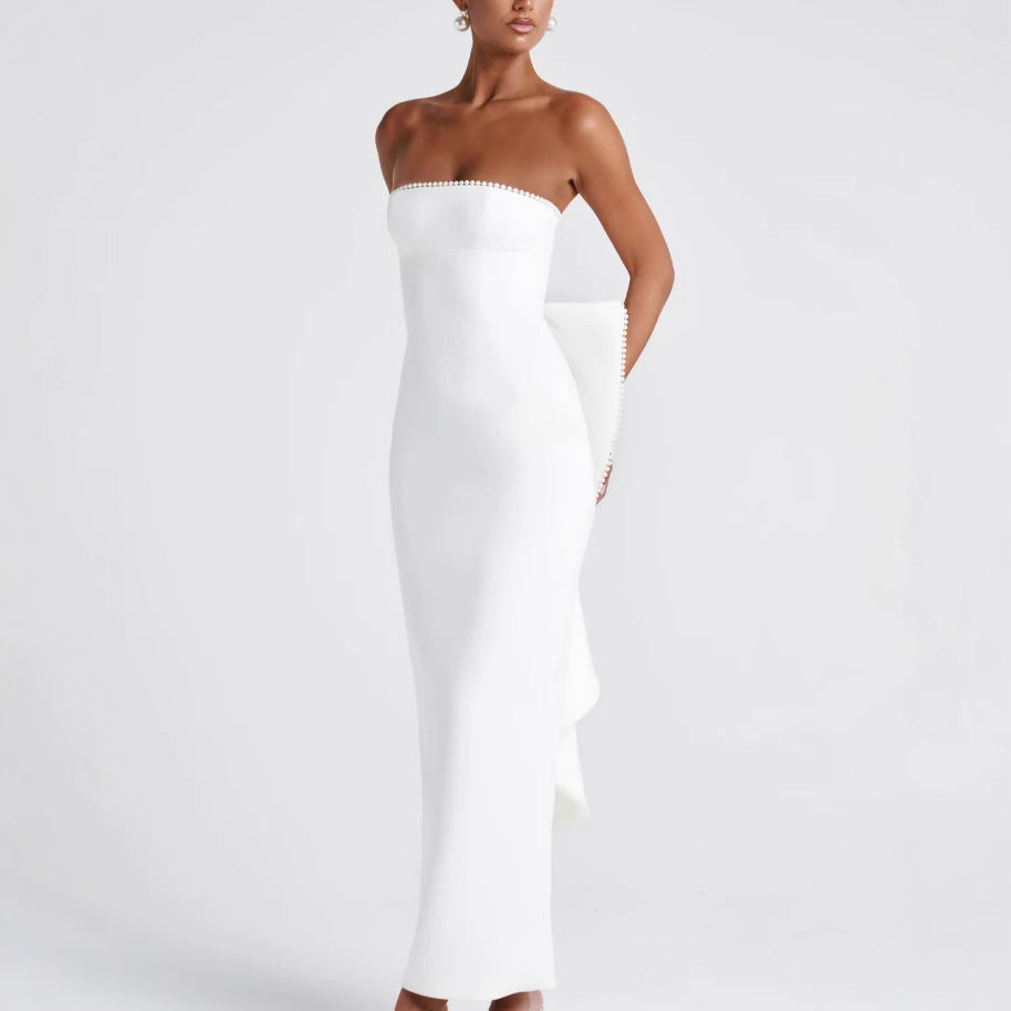 Damen Strapless Maxikleid mit raffinierter Silhouette und eleganten Details EB