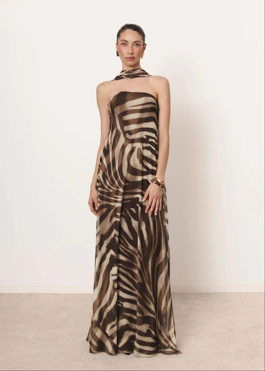 Damen Elegantes langes Kleid mit schmalem Neckholder EB