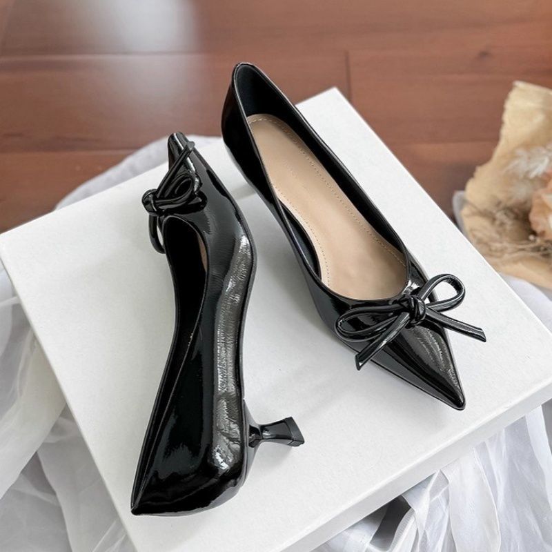 Damen spitze Ballerinas mit elegantem Schleifendetail EB