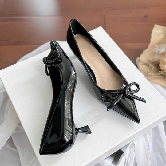 Damen spitze Ballerinas mit elegantem Schleifendetail EB