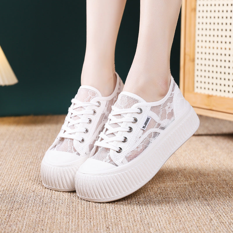 Damen Sneaker mit transparenter Spitze und extrahoher Sohle EB