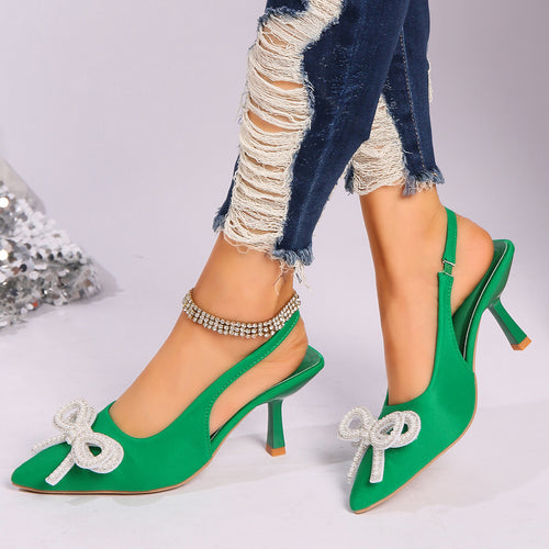 Damen Slingback-Pumps mit dekorativem Schleifenakzent EB