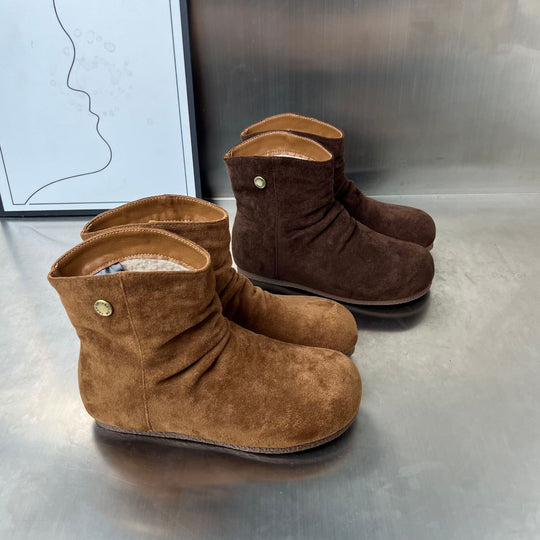 Damen kuschelige Wildleder-Stiefel mit flexiblem Knöchelbereich und rutschfester Sohle EB