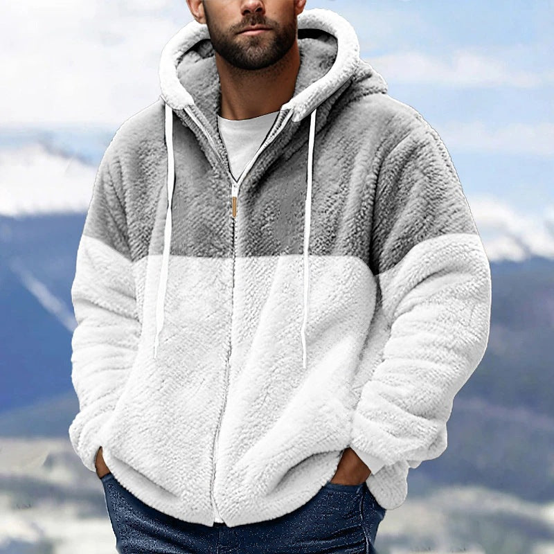 Herren kuschelige Fleecejacke mit Kapuze EB