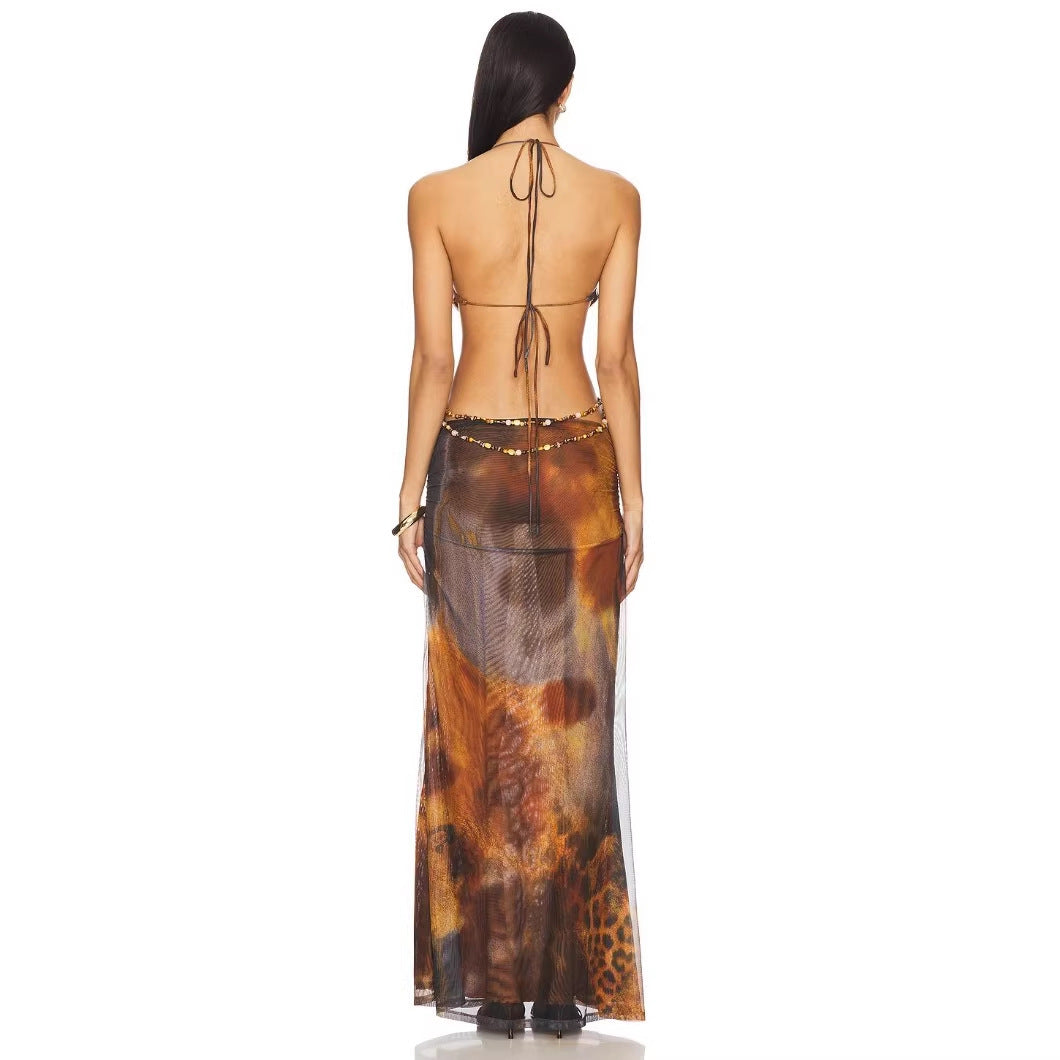 Damen Maxi-Kleid mit verführerischem tiefem Ausschnitt und elegantem Schnitt EB