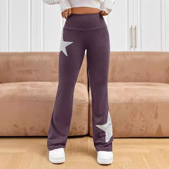 Damen legere Bootcut-Leggings mit Sternen-Motiv EB