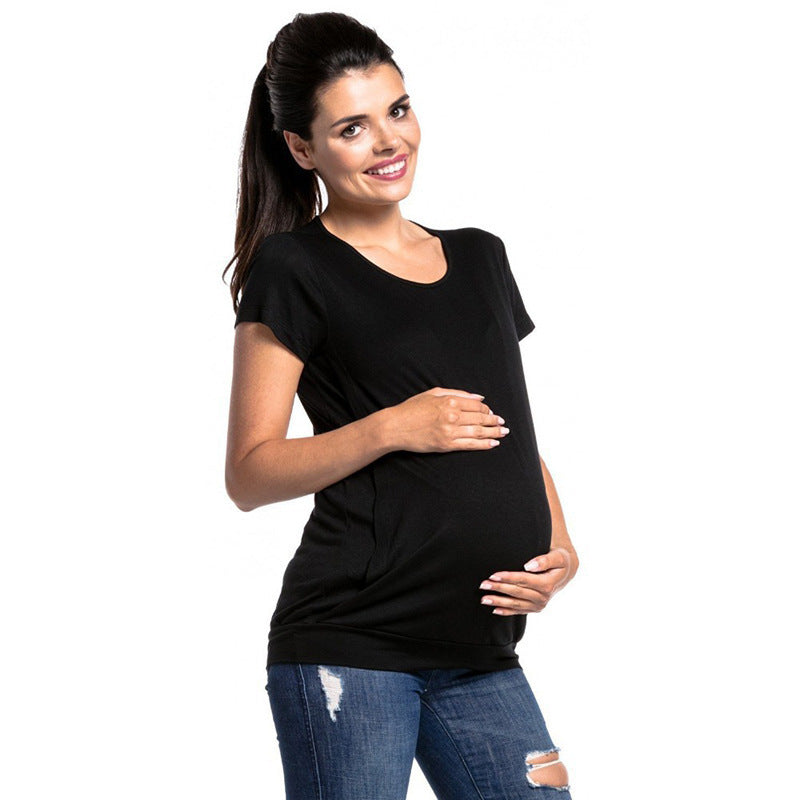 Damen Umstandsshirt mit praktischem Wickelschnitt EB