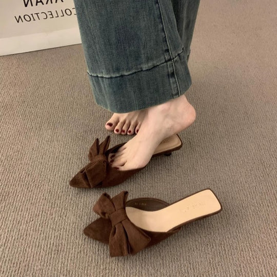 Damen elegante Pantolette mit dekorativem Schleifenapplikation EB