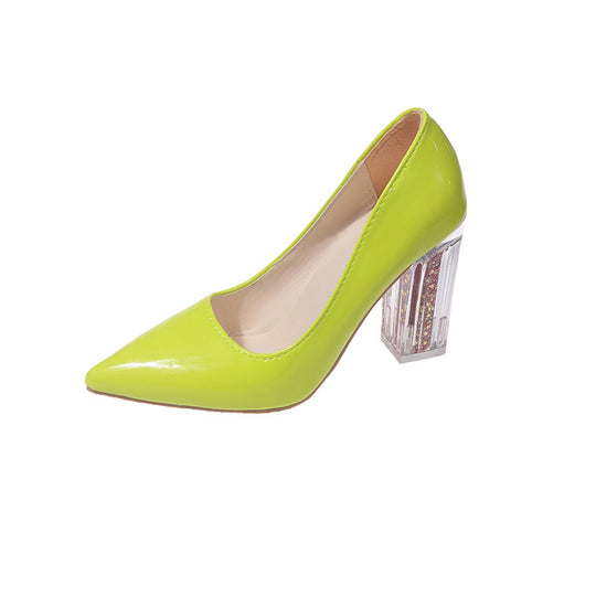 Damen Elegante High Heel Pumps mit transparentem Blockabsatz EB
