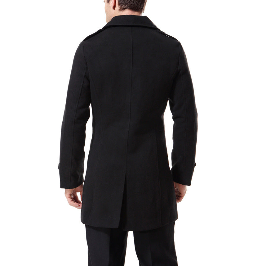 Herren modischer Trenchcoat mit doppelter Knopfleiste und praktischen Taschen EB