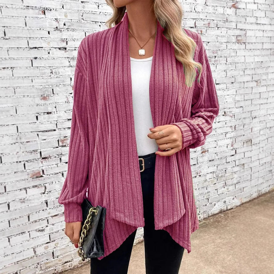 Damen angesagte Strickjacke mit strukturiertem Design und offenem Schnitt EB