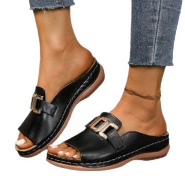 Damen Komfortable Riemensandalen mit elegantem Schnallen-Detail EB